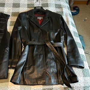Wilsons Leather Black Belted Jacket